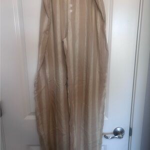 Stars Above Beige Striped Wide-Leg Pants with button detail size M